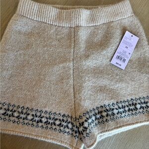 Wild Fable Knit Patterned Waistband Shorts - Beige and black.